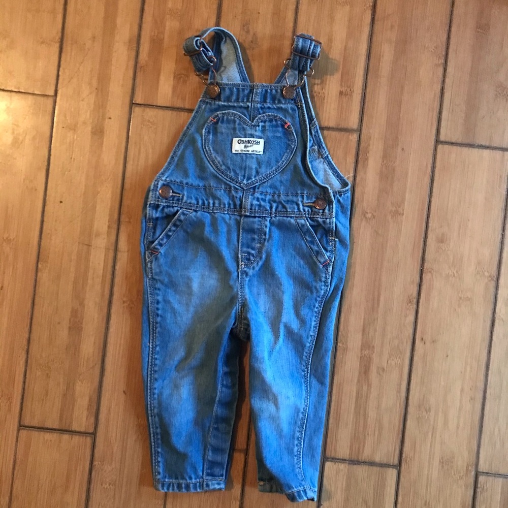 Baby Girl Heart Pocket Overalls